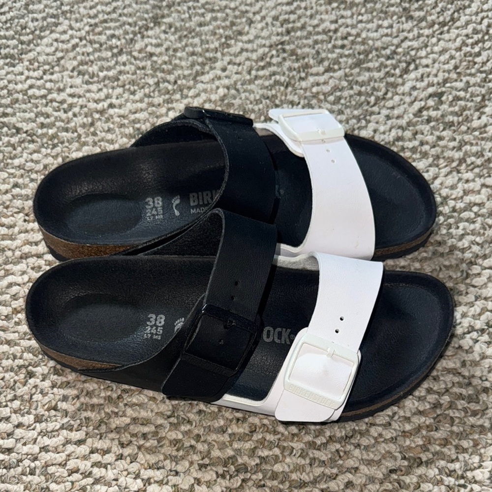 Birkenstock Arizona Black and White Sandals womens